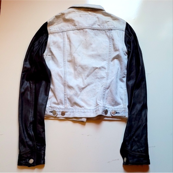 Rag & bone leather sleeve jean jacket women's small - Picture 9 of 9
